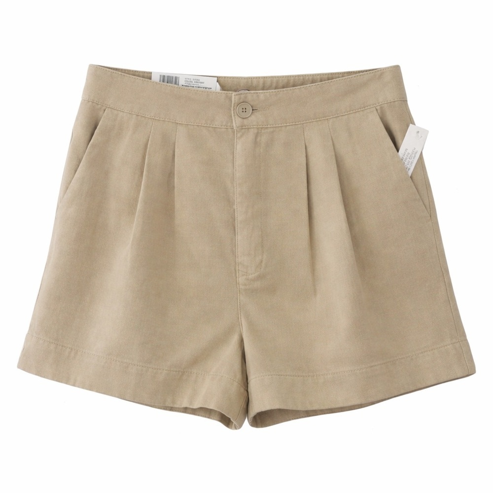 Joie High-Waist Pleated Khaki Shorts